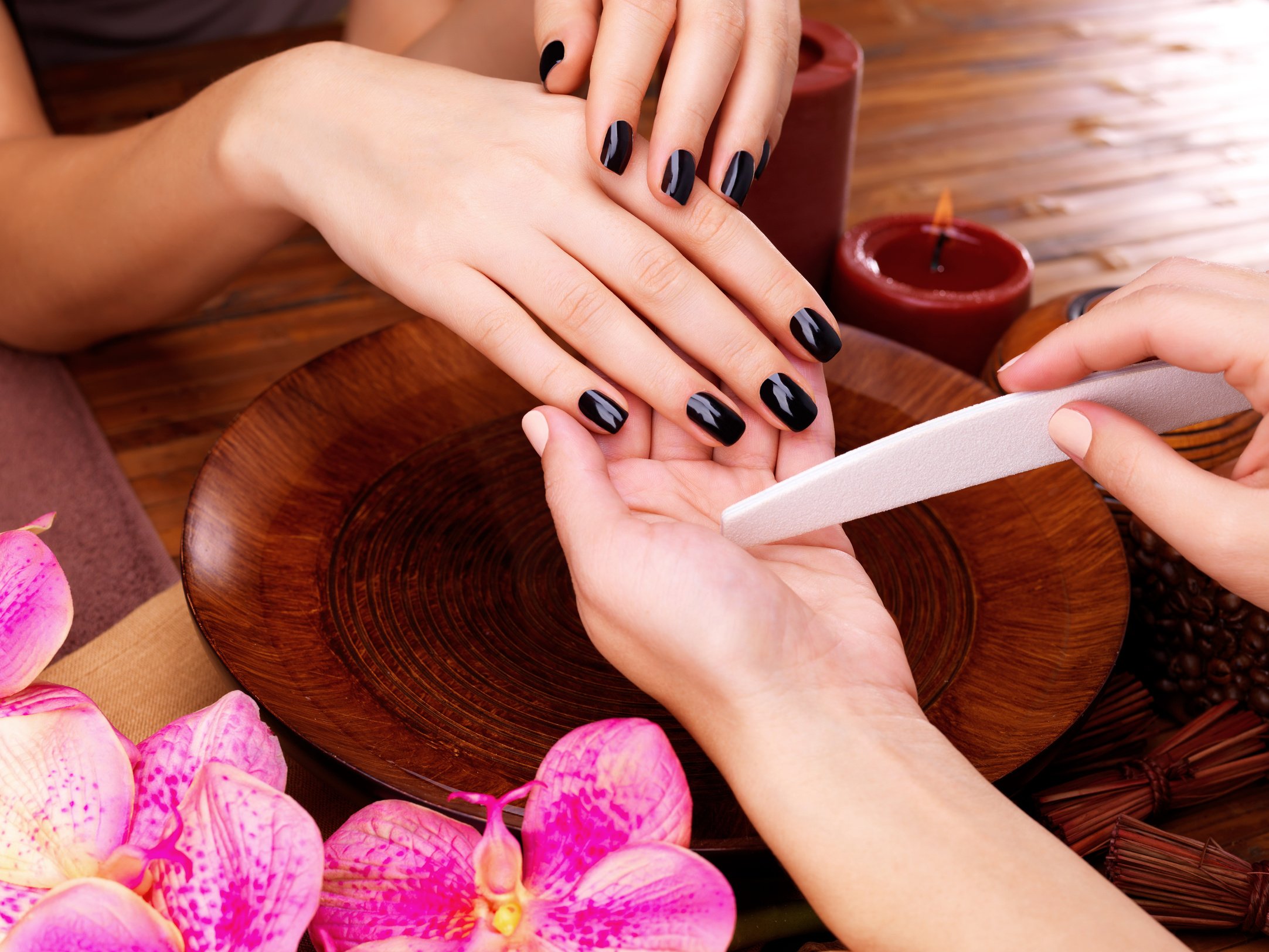 Manicurist Master  Makes Manicure 